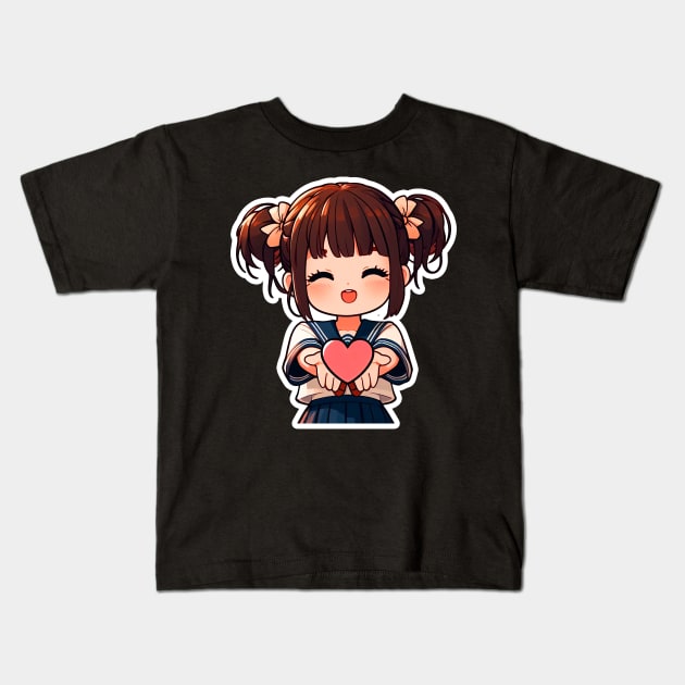 Do Good Little Japanee Girl Sailor Uniform Heart Giving Is Better Than Receiving Kids T-Shirt by Plushism